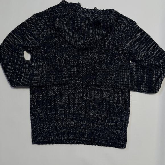 Projek Raw Sweater Mens Large Black Gray Hooded Toggle Cable Knit Pullover Warm - Picture 11 of 11